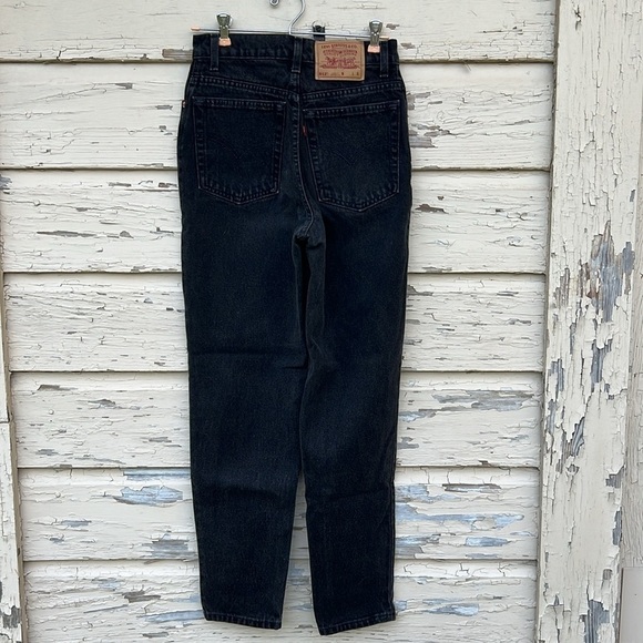 Vintage Levi's 512 Slim Fit Tapered Leg Black Cotton High Waist Mom Jeans H16 - Picture 10 of 12